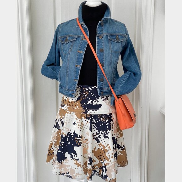 Rag & Bone - Printed Drop Waist Flared Hip A-Line Skirt - Picture 1 of 12